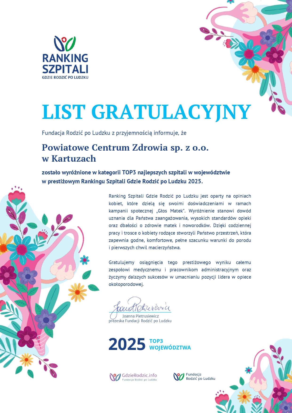 List gratulacyjny gdzie rodzic po ludzku 2025 top 3